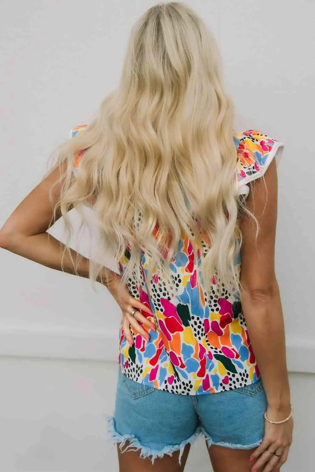 Floral Mock Neck Short Sleeve Blouse Blouses - Tophatter Daily Deals